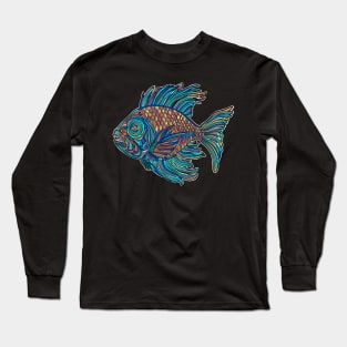Light blue colorful fish drawing Long Sleeve T-Shirt